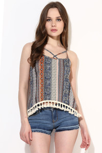 Veni Vidi Vici Casual Sleeveless Printed Women's Multicolor Top
