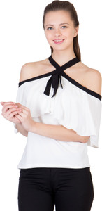 Khhalisi Party Sleeveless Printed Women's White Top