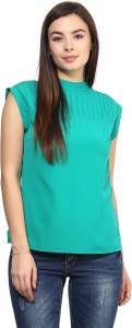 Rare Casual Sleeveless Solid Women's Green Top