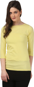 Fashion Expo Casual 3/4th Sleeve Solid Women's Yellow Top