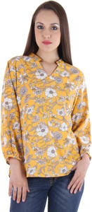 Vvoguish Casual 3/4th Sleeve Floral Print Women's Yellow Top