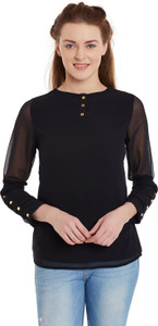 Panit Casual Full Sleeve Solid Women's Black Top