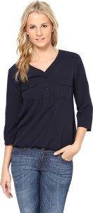 harpa casual 3/4th sleeve solid women's blue top