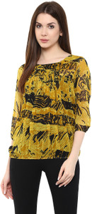 Mayra Casual 3/4th Sleeve Printed Women's Yellow Top