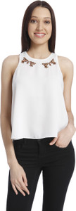 Vero Moda Casual Sleeveless Solid Women's White Top