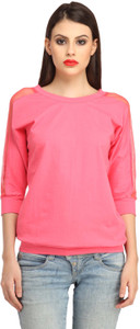 Cation Casual 3/4th Sleeve Solid Women's Pink Top