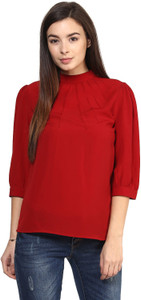 Rare Casual 3/4th Sleeve Solid Women's Maroon Top