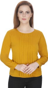 Mozoi Casual Full Sleeve Solid Women's Yellow Top