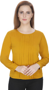 Mozoi Casual Full Sleeve Solid Women's Yellow Top