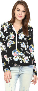 Harpa Casual Full Sleeve Printed Women's Black Top