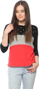 vvoguish casual 3/4th sleeve printed women's multicolor top