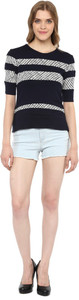 Martini Casual 3/4th Sleeve Geometric Print Women's Blue Top