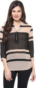 Harpa Casual 3/4th Sleeve Solid Women's Multicolor Top