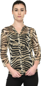 Tunic Nation Casual 3/4th Sleeve Animal Print Women's Multicolor Top