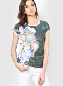 Vero Moda Casual Short Sleeve Printed Women's Green Top