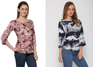 Stop Look Casual 3/4th Sleeve Printed Women Multicolor Top