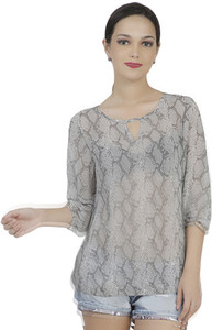 Mask Lifestyle Casual 3/4th Sleeve Animal Print Women's Green Top