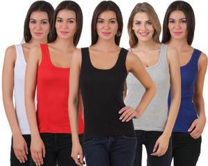 Friskers Casual Sleeveless Solid Women's Multicolor Top
