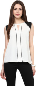 Rare Casual Sleeveless Solid Women's White Top