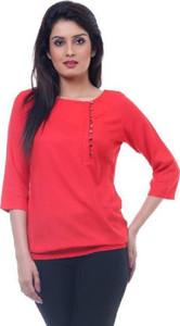 Farha Casual 3/4th Sleeve Solid Women's Red Top