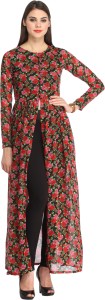 Cation Casual Full Sleeve Floral Print Women's Red Top