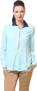 Kaaryah Formal Full Sleeve Solid Women's Light Blue Top