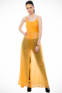 Cation Casual Sleeveless Solid Women's Yellow Top