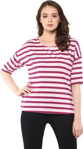 Miss Chase Casual 3/4th Sleeve Striped Women's Multicolor Top