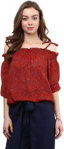 Rare Casual Short Sleeve Solid Women's Red Top