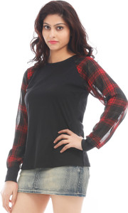 Texco Casual Full Sleeve Solid, Self Design Women's Multicolor Top