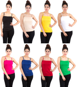Piftif Beach Wear Sleeveless Solid Women's Multicolor Top