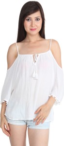 Today Fashion Party 3/4th Sleeve Solid Women's White Top