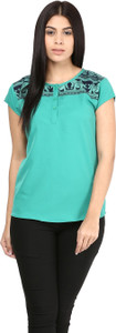 Mayra Casual Short Sleeve Solid Women's Light Green Top