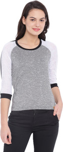 Campus Sutra Casual 3/4th Sleeve Solid Women's Multicolor Top