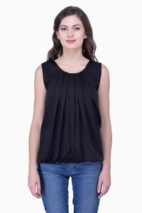 JTInternational Casual Sleeveless Solid Women Black Top
