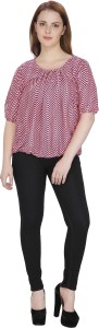 Rashi Creation Party 3/4th Sleeve Printed Women's Pink Top