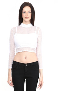 Martini Party Full Sleeve Self Design Women's White Top