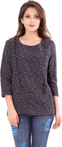 Goodwill Impex Casual 3/4th Sleeve Printed Women's Black Top