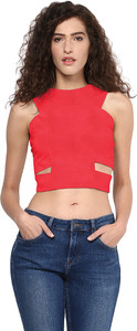 Martini Party Sleeveless Solid Women's Red Top