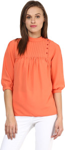 Rare Casual 3/4th Sleeve Solid Women's Orange Top