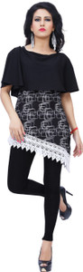 Ziyaa Casual Short Sleeve Printed Women's Black Top
