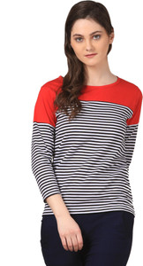 Fashion Expo Casual 3/4th Sleeve Striped Women's Black, White Top