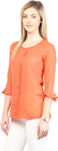 Rare Casual 3/4th Sleeve Solid Women's Orange Top