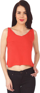 Ashtag Party Noodle strap Solid Women's Red Top
