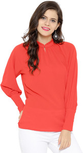 Sassafras Casual Full Sleeve Solid Women's Red Top