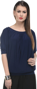 Mayra Casual Short Sleeve Solid Women's Blue Top