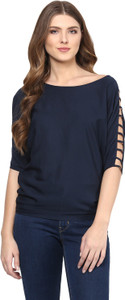 Calgari Casual 3/4th Sleeve Solid Women's Blue Top