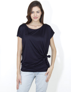 Mayra Casual Short Sleeve Solid Women's Blue Top