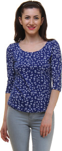 Vvoguish Casual 3/4th Sleeve Printed Women's Blue Top