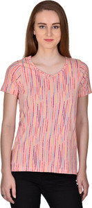 Rute Casual Short Sleeve Striped Women's Orange Top